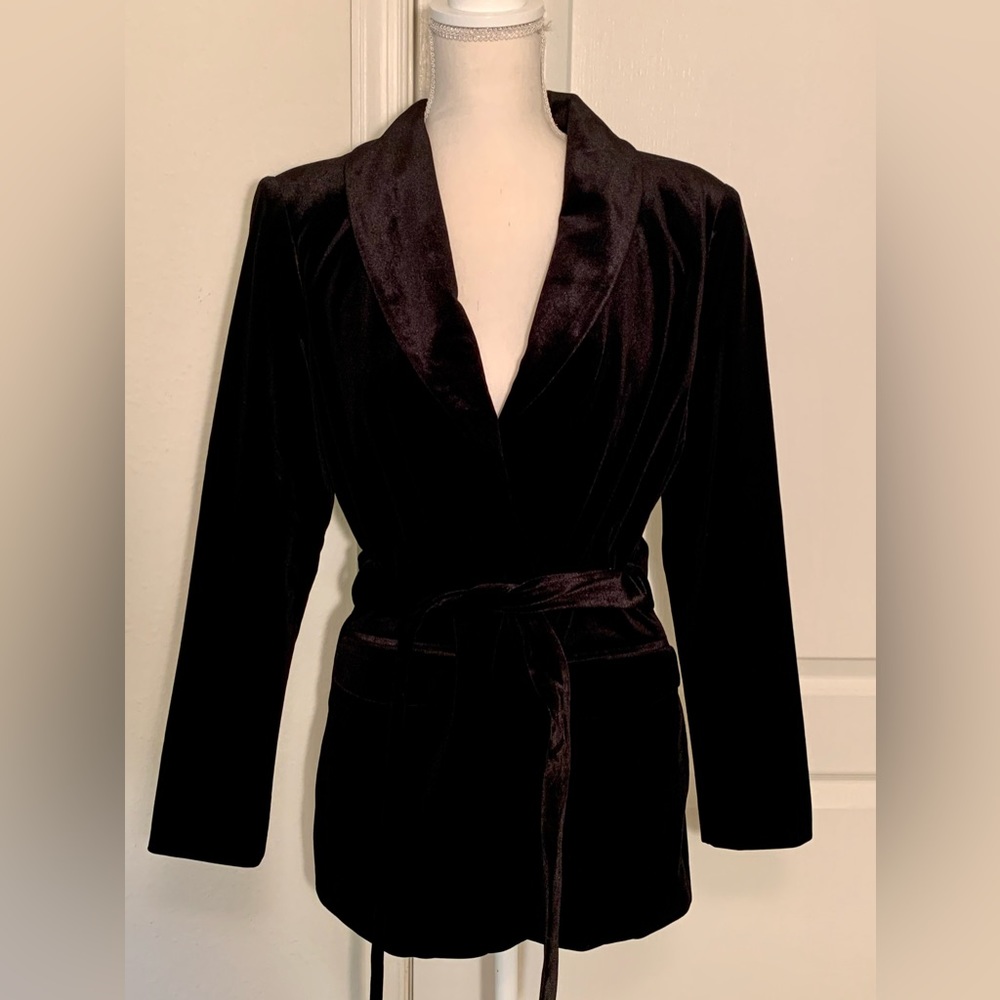 INC International Concept Petite Velvet Wrap Jacket